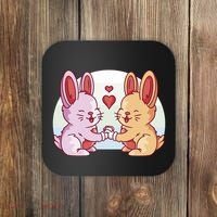 Rabbits In Love Cute Coaster thumb 0