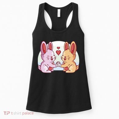 Rabbits In Love Cute Women's Tank Top