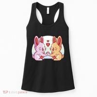 Rabbits In Love Cute Women's Tank Top thumb 0