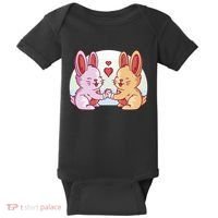 Rabbits In Love Cute Baby Bodysuit thumb 0