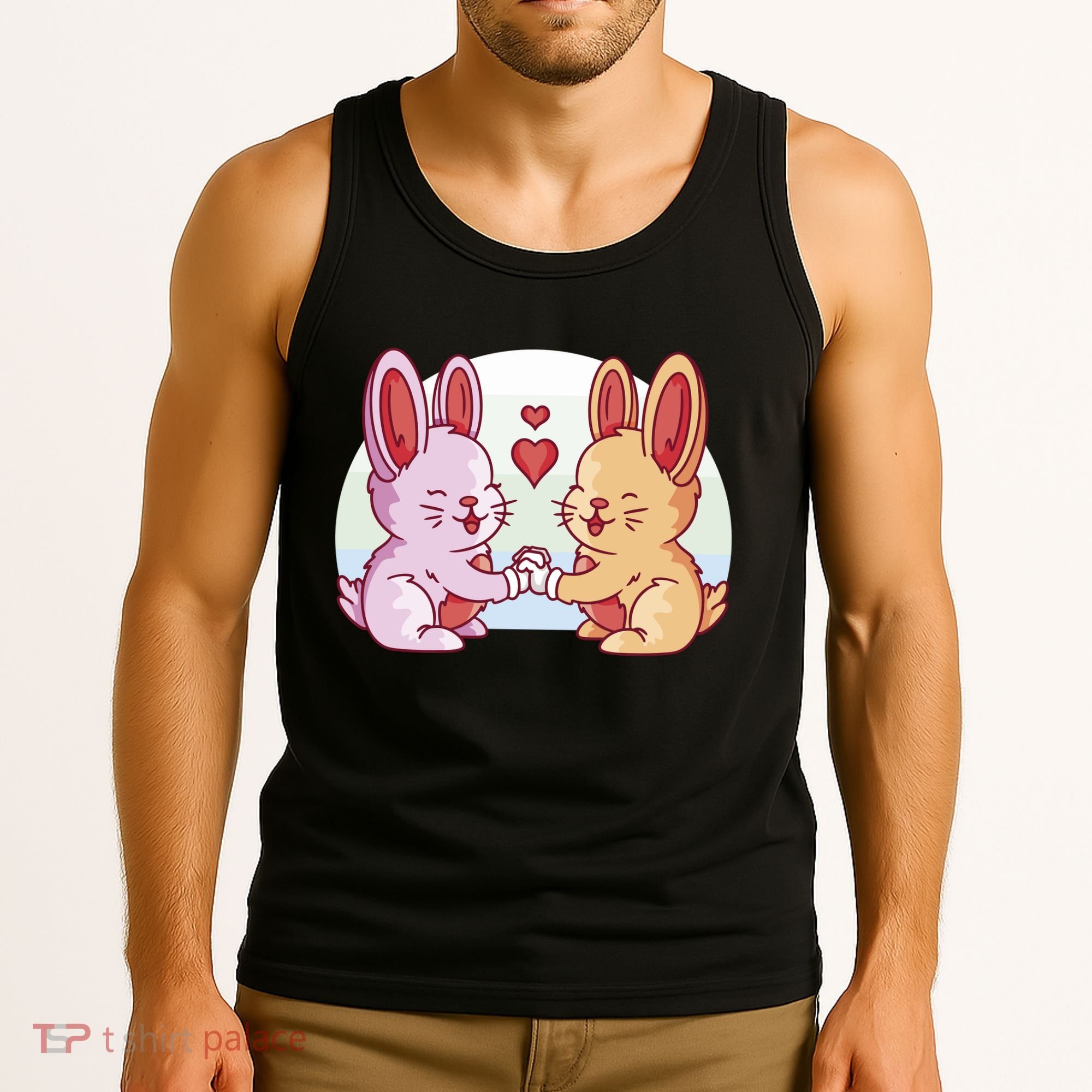 Rabbits In Love Cute Tank Top