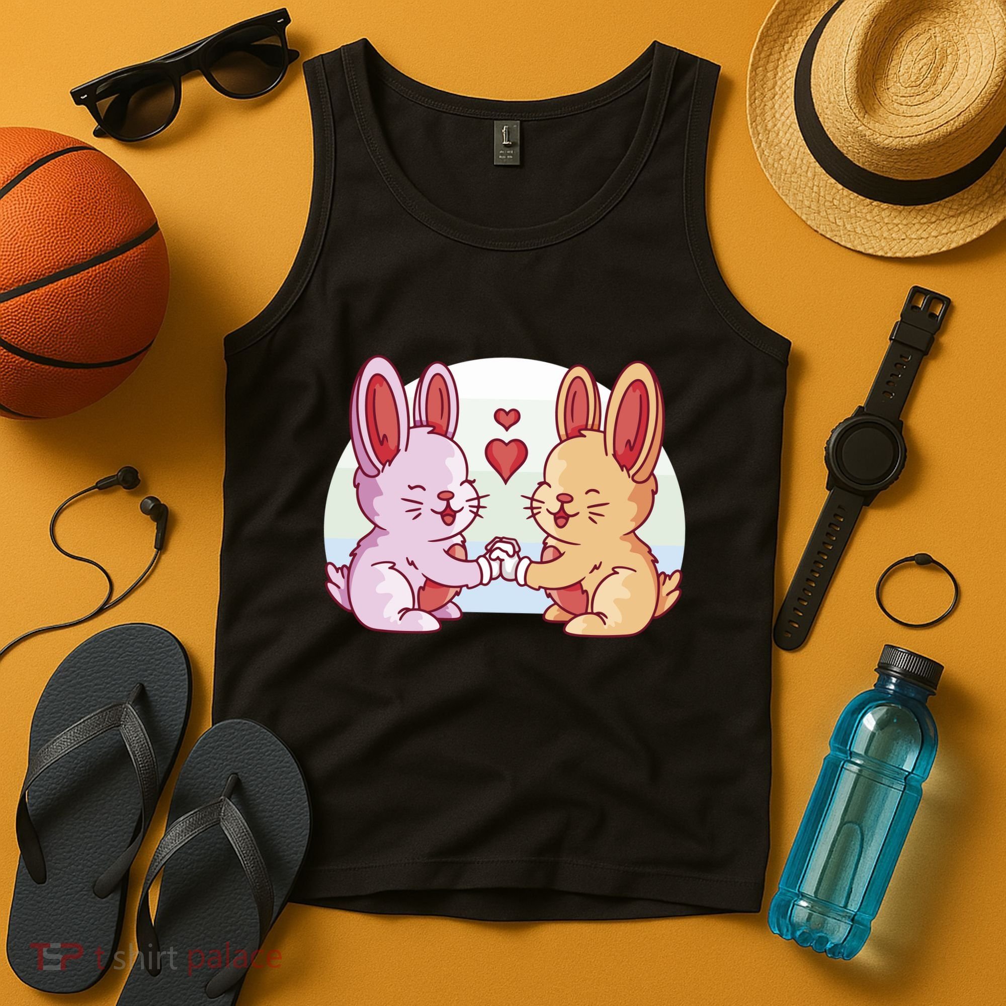 Rabbits In Love Cute Tank Top