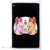 Rabbits In Love Cute Golf Towel thumb 0