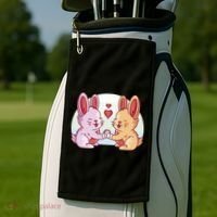 Rabbits In Love Cute Golf Towel thumb 2
