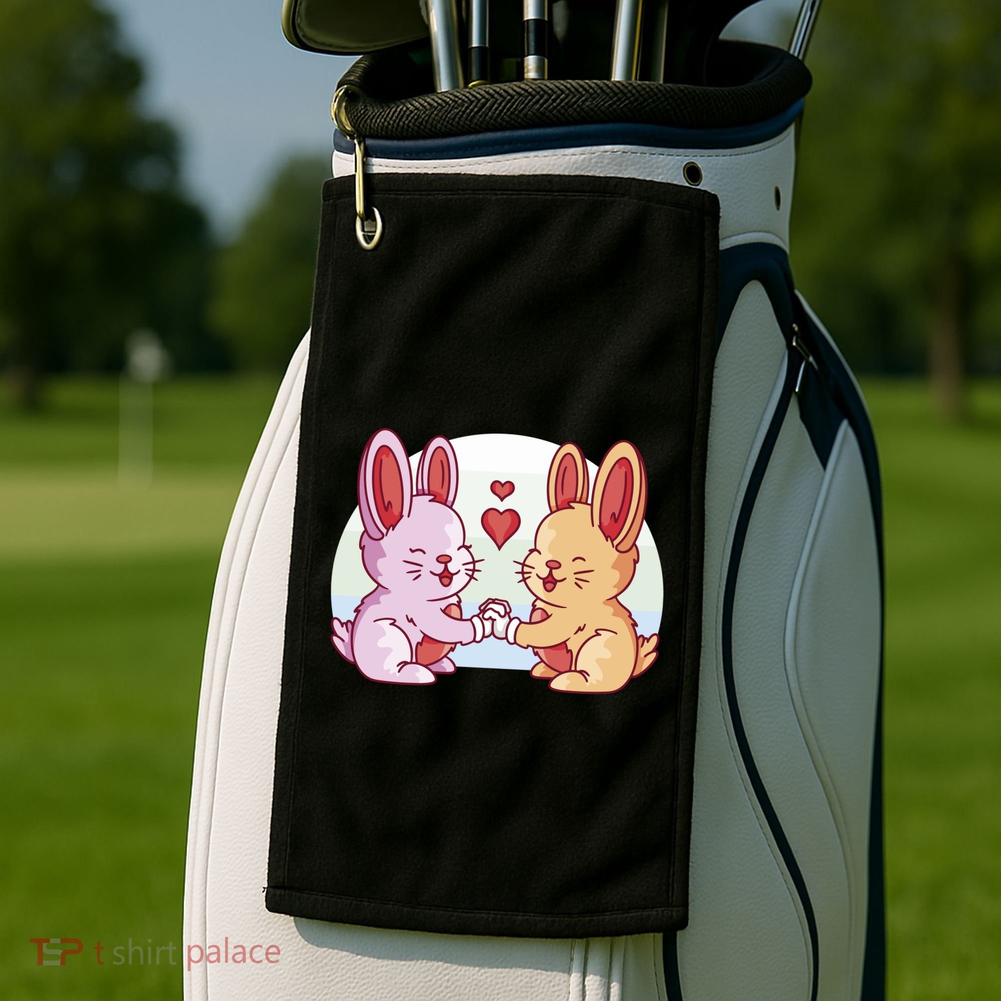 Rabbits In Love Cute Golf Towel
