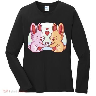 Rabbits In Love Cute Women's Long Sleeve Shirt