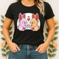 Rabbits In Love Cute Women's T-Shirt thumb 2