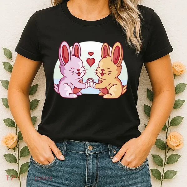 Rabbits In Love Cute Women's T-Shirt