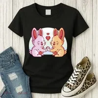 Rabbits In Love Cute Women's T-Shirt thumb 3