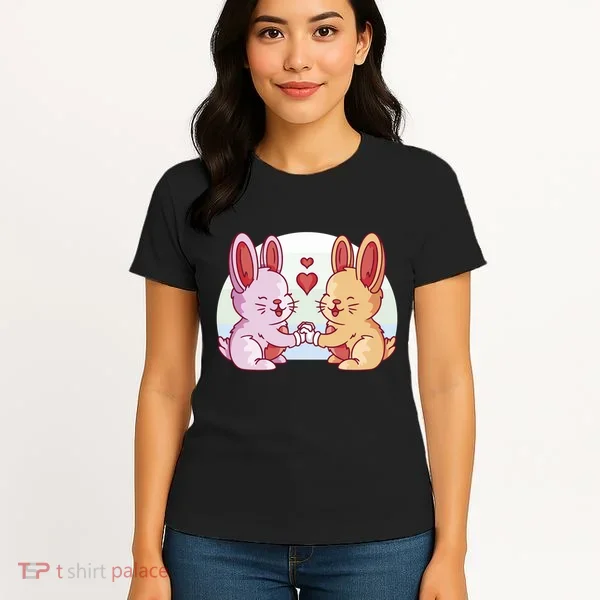 Rabbits In Love Cute Women's T-Shirt