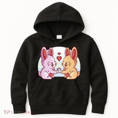 Rabbits In Love Cute Kids Hoodie