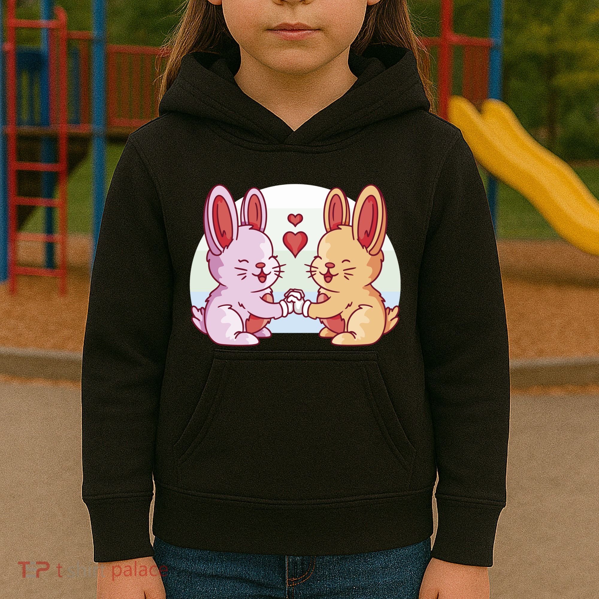 Rabbits In Love Cute Kids Hoodie