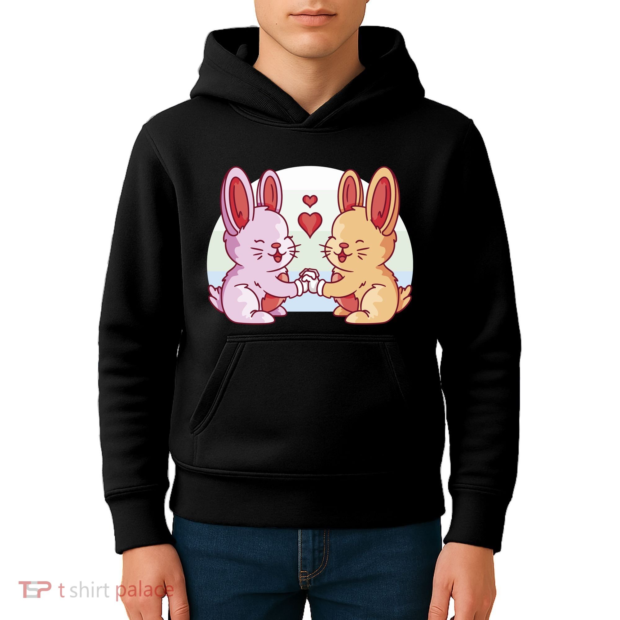Rabbits In Love Cute Kids Hoodie