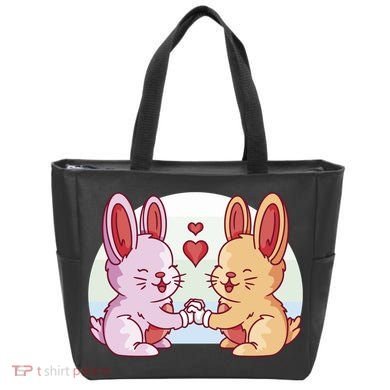 Rabbits In Love Cute Tote Bag