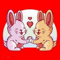 Rabbits In Love Cute Santa Hat thumb 1