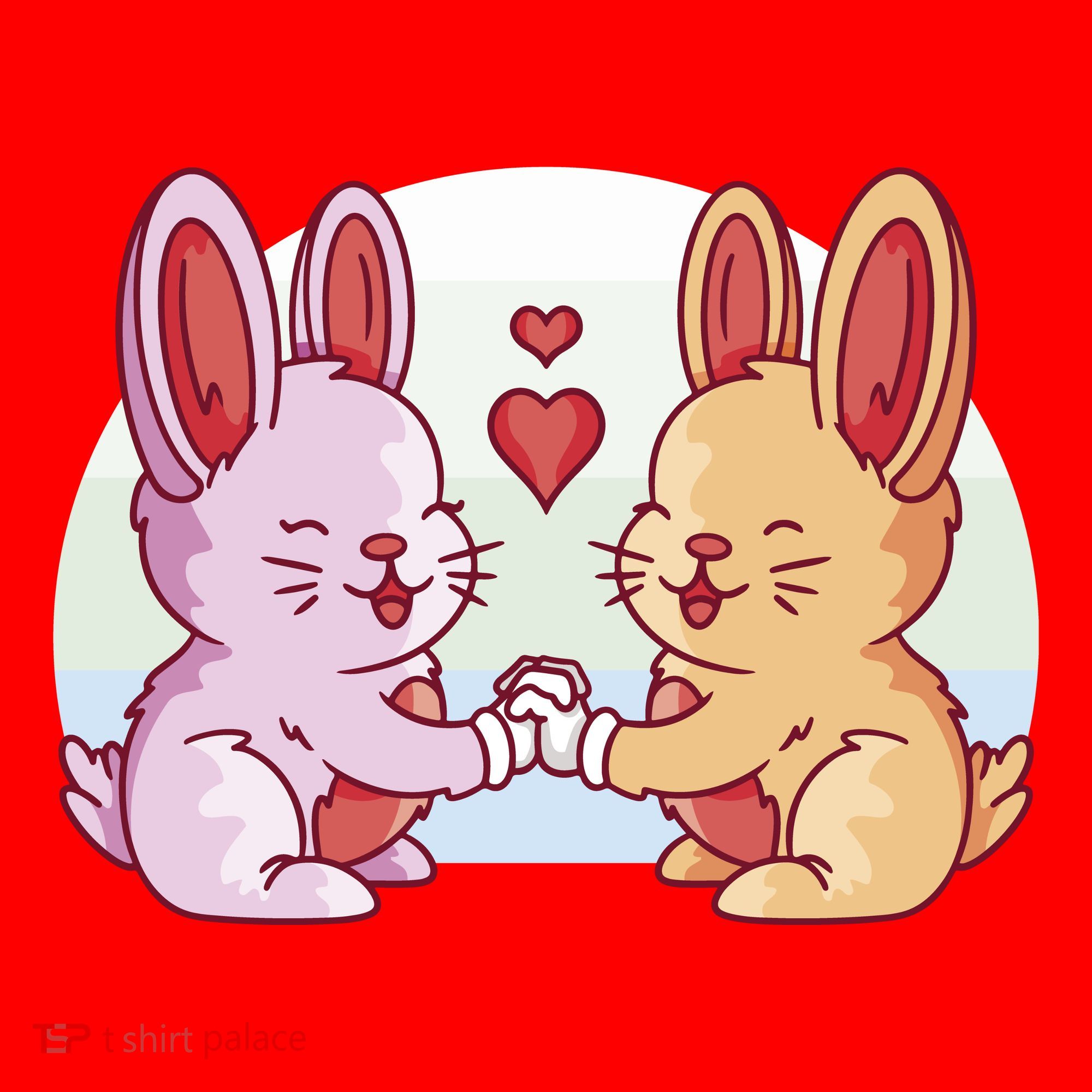 Rabbits In Love Cute Santa Hat