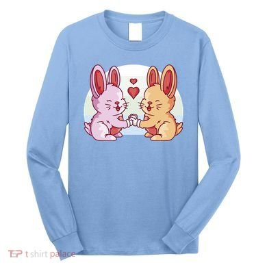 Rabbits In Love Cute Long Sleeve Shirt