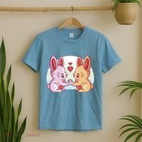 Rabbits In Love Cute T-Shirt thumb 2