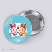 Rabbits In Love Cute Button thumb 0