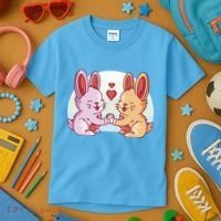 Rabbits In Love Cute Kids T-Shirt thumb 3