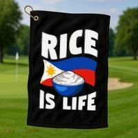 Rice Is Life Philippine Flag Rice Lover Golf Towel thumb 1
