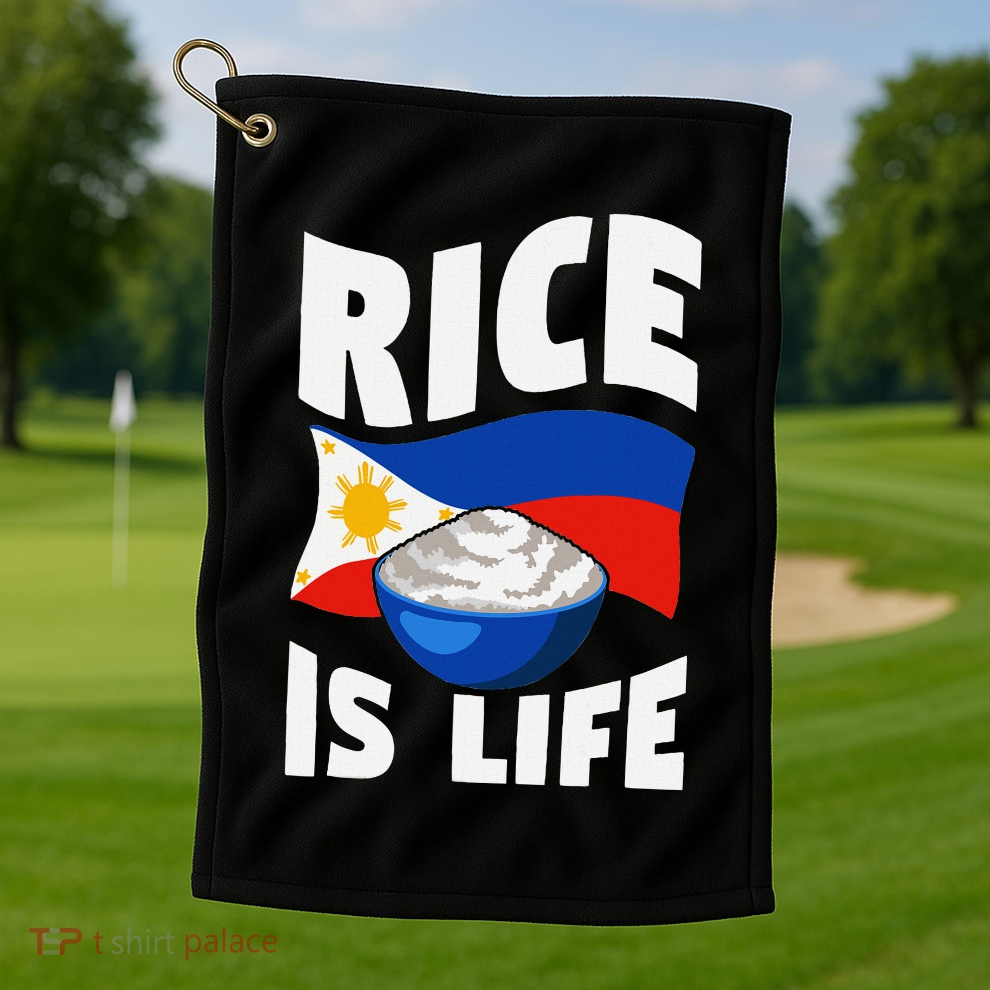 Rice Is Life Philippine Flag Rice Lover Golf Towel