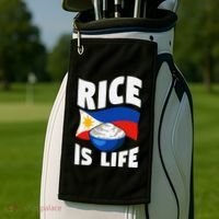 Rice Is Life Philippine Flag Rice Lover Golf Towel thumb 2