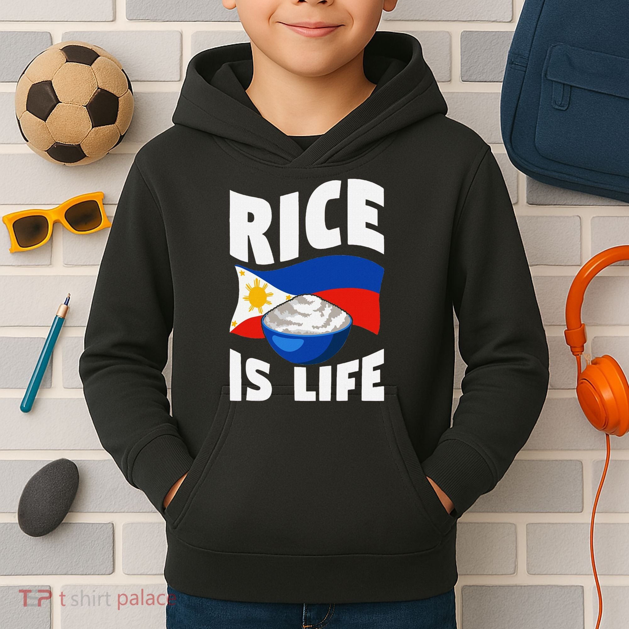 Rice Is Life Philippine Flag Rice Lover Kids Hoodie