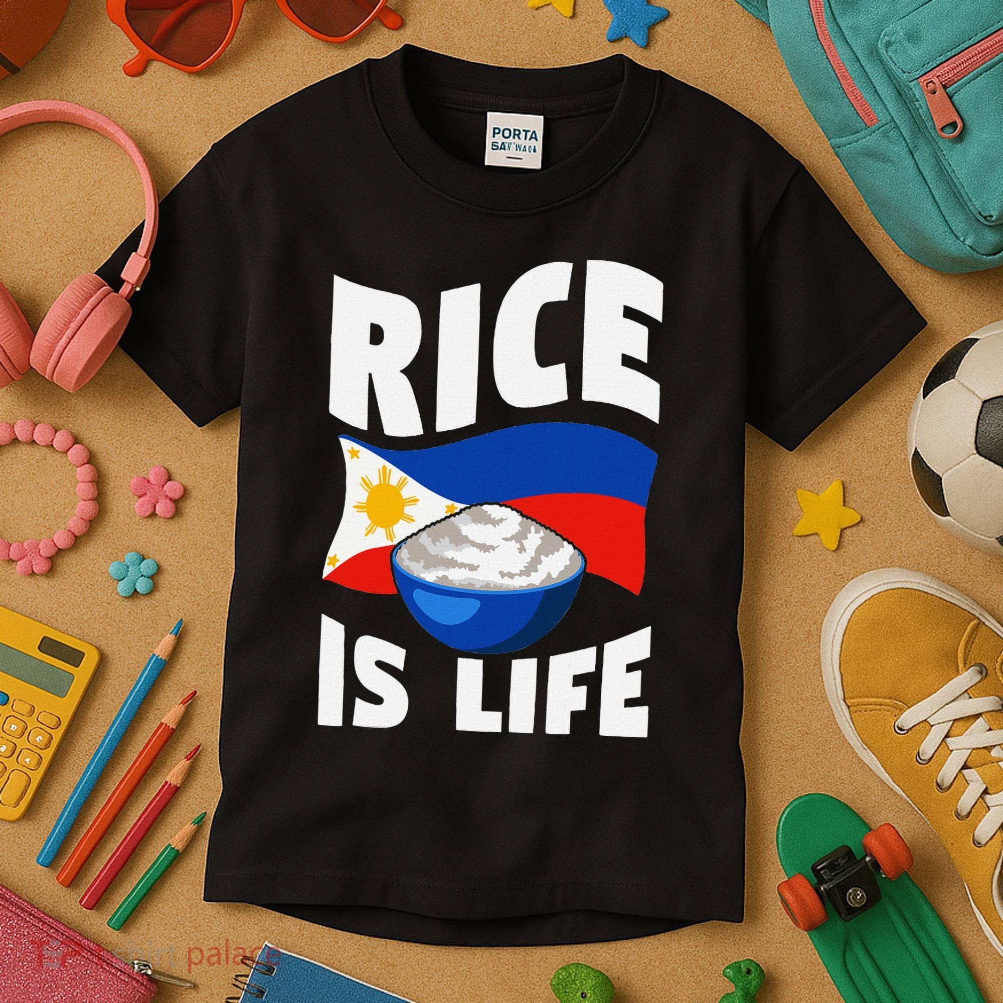 Rice Is Life Philippine Flag Rice Lover Kids T-Shirt