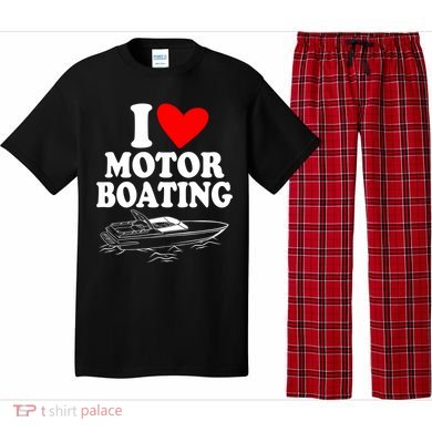 Retro I Love Motor Boating Funny Boating Motor Boat Tee Cool Gift Pajama Set