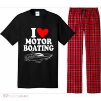 Retro I Love Motor Boating Funny Boating Motor Boat Tee Cool Gift Pajama Set thumb 0