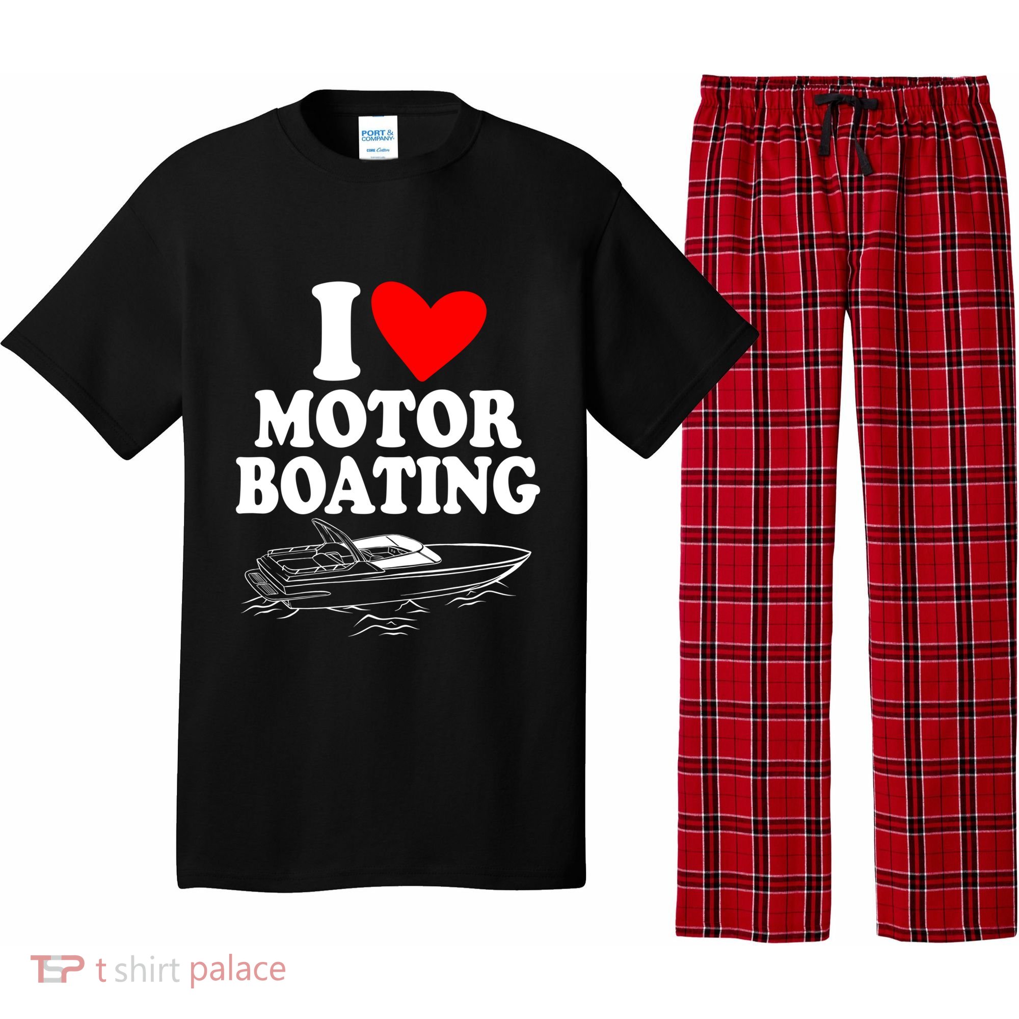 Retro I Love Motor Boating Funny Boating Motor Boat Tee Cool Gift Pajama Set