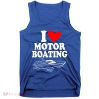 Retro I Love Motor Boating Funny Boating Motor Boat Tee Cool Gift Tank Top thumb 0