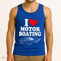 Retro I Love Motor Boating Funny Boating Motor Boat Tee Cool Gift Tank Top thumb 3