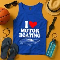 Retro I Love Motor Boating Funny Boating Motor Boat Tee Cool Gift Tank Top thumb 4