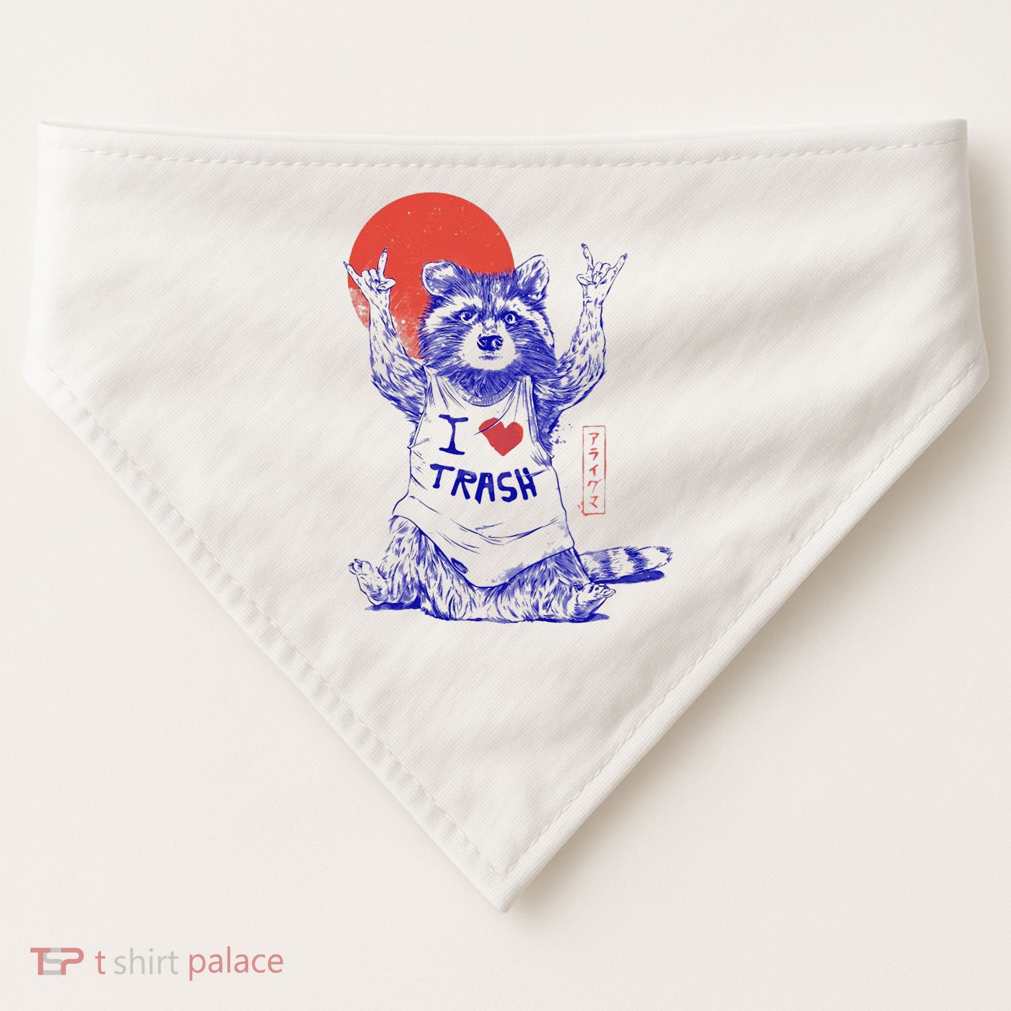 Raccoon I Love Trash Japanese Samurai Garbage Gang USA-Made Doggie Bandana