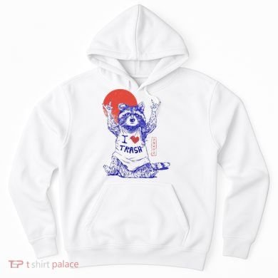 Raccoon I Love Trash Japanese Samurai Garbage Gang Hoodie