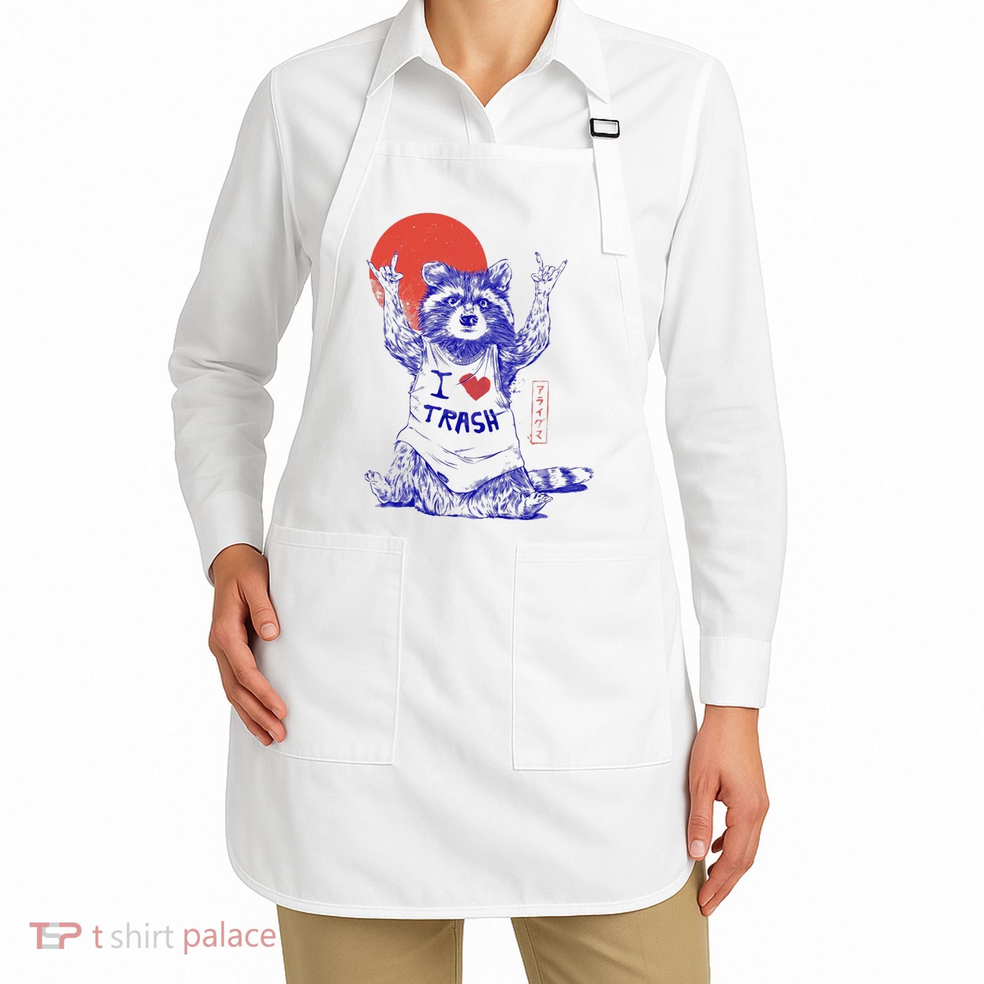 Raccoon I Love Trash Japanese Samurai Garbage Gang Apron