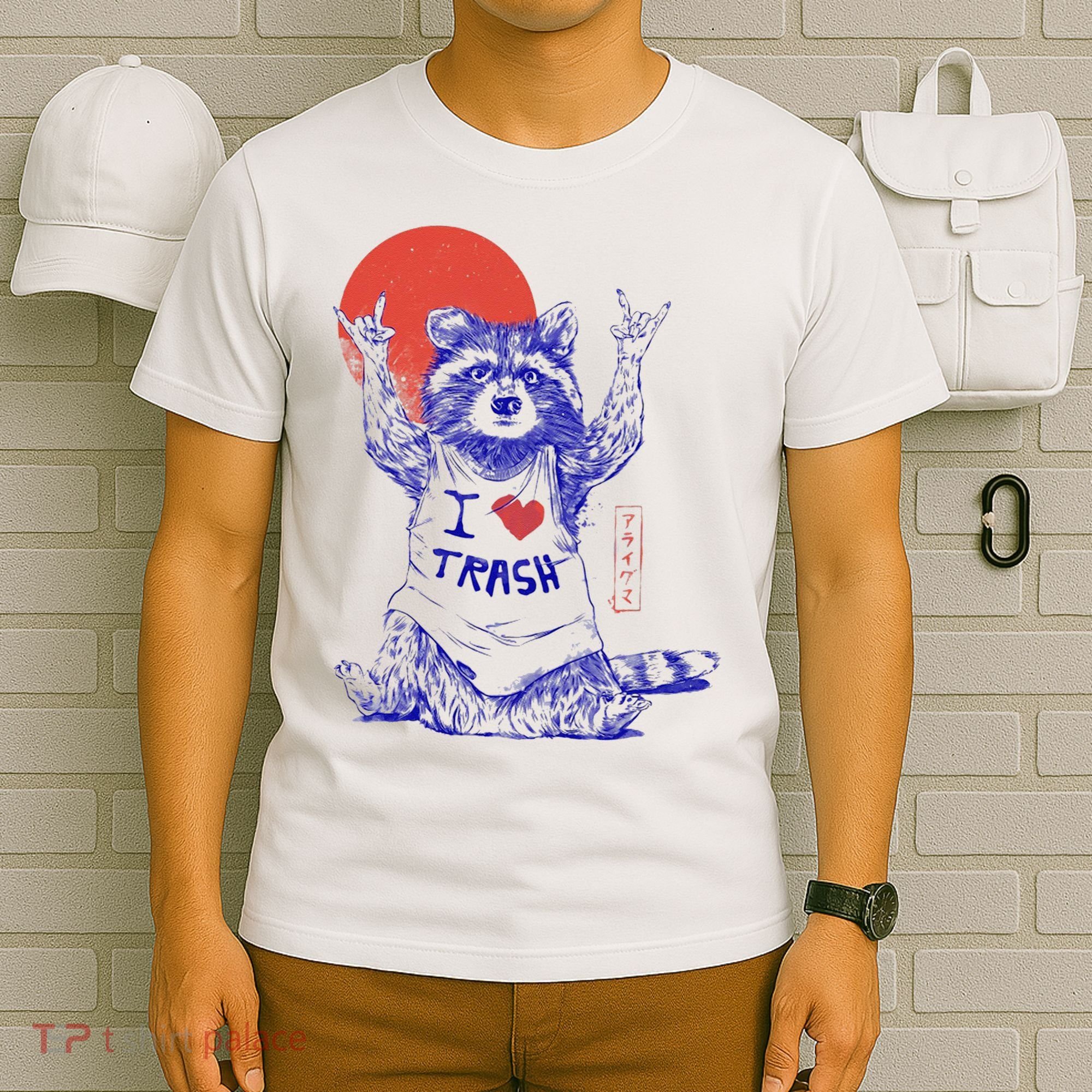 Raccoon I Love Trash Japanese Samurai Garbage Gang T-Shirt