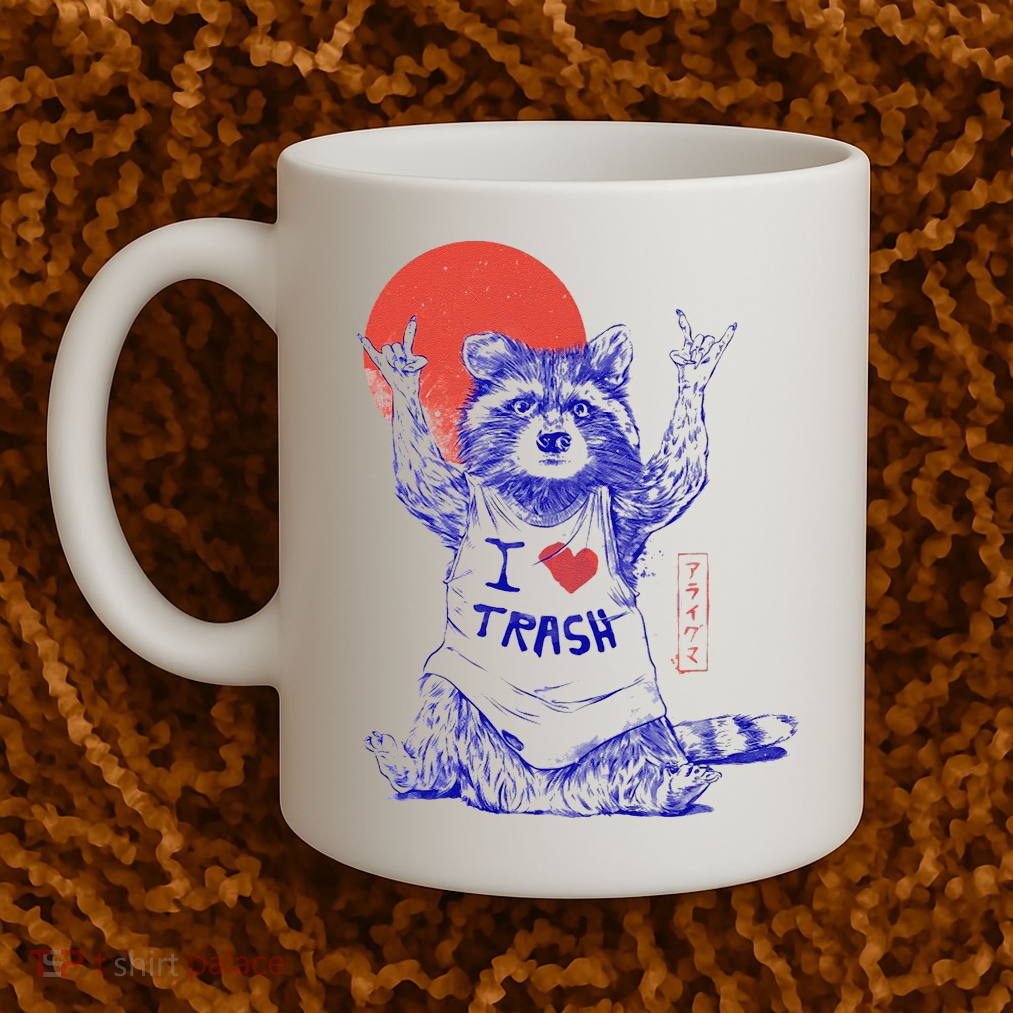 Raccoon I Love Trash Japanese Samurai Garbage Gang Coffee Mug