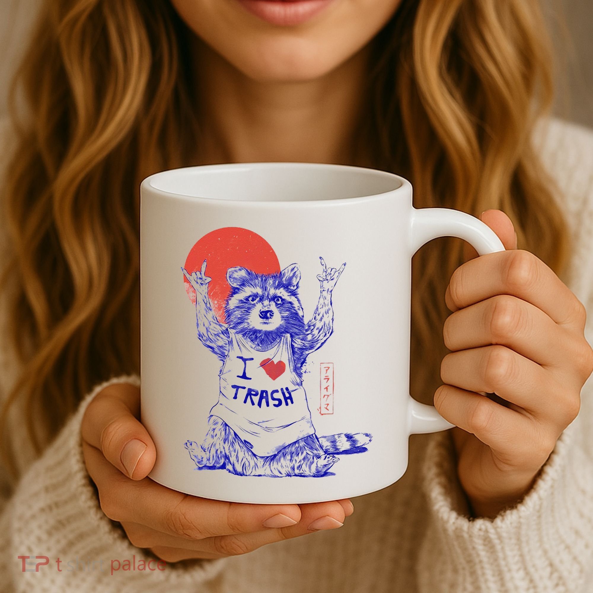 Raccoon I Love Trash Japanese Samurai Garbage Gang Coffee Mug