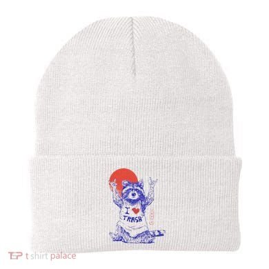 Raccoon I Love Trash Japanese Samurai Garbage Gang Beanie