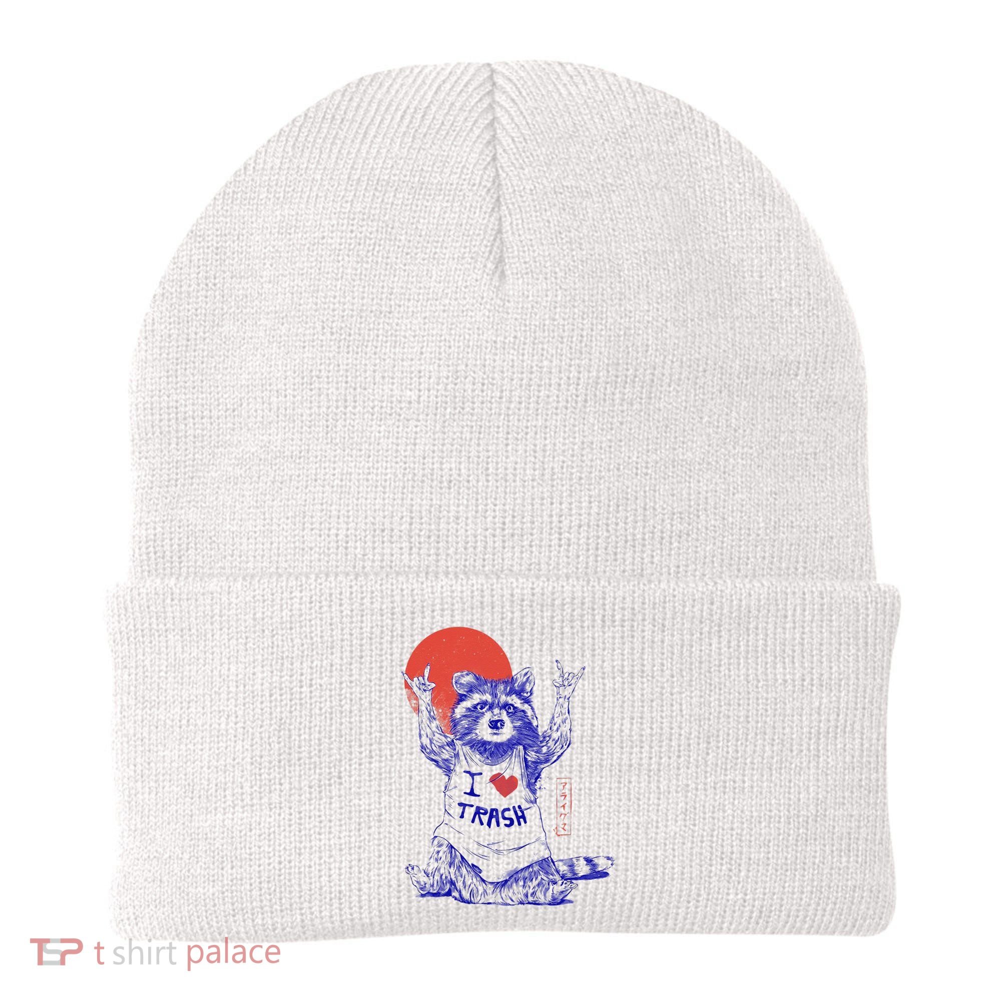 Raccoon I Love Trash Japanese Samurai Garbage Gang Beanie