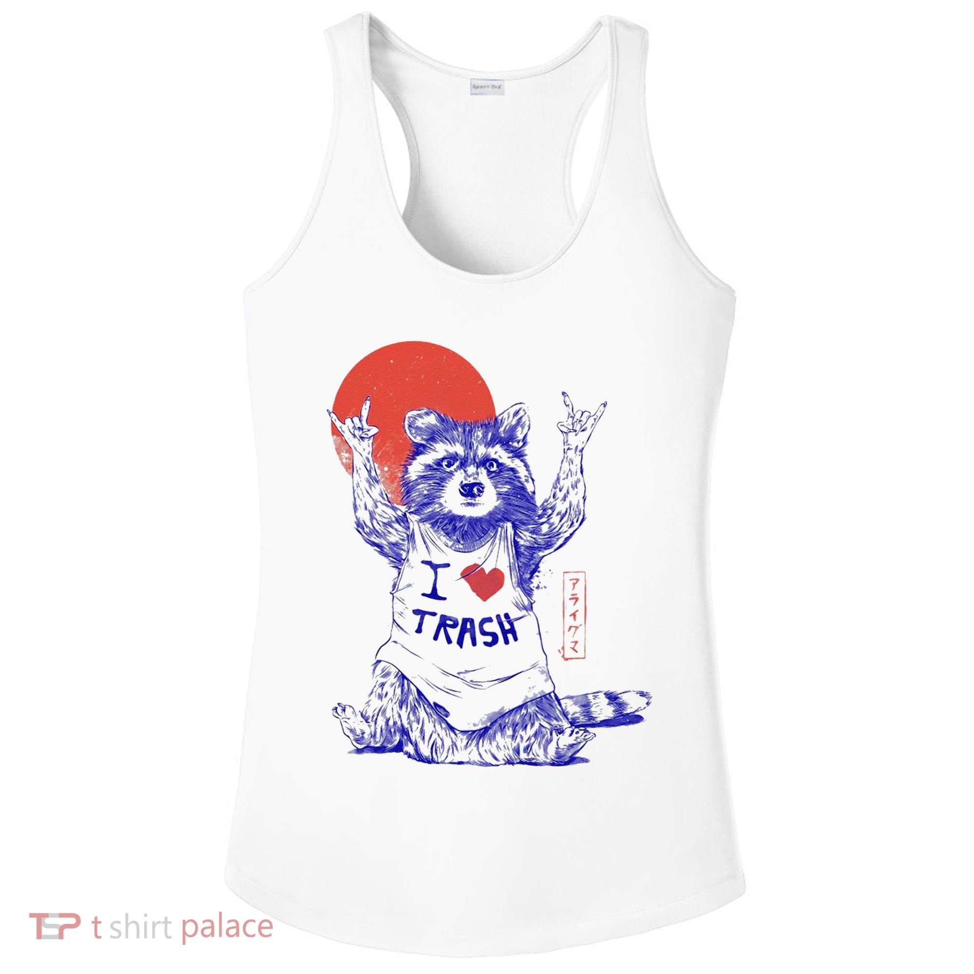 Raccoon I Love Trash Japanese Samurai Garbage Gang Ladies PosiCharge Competitor Racerback Tank