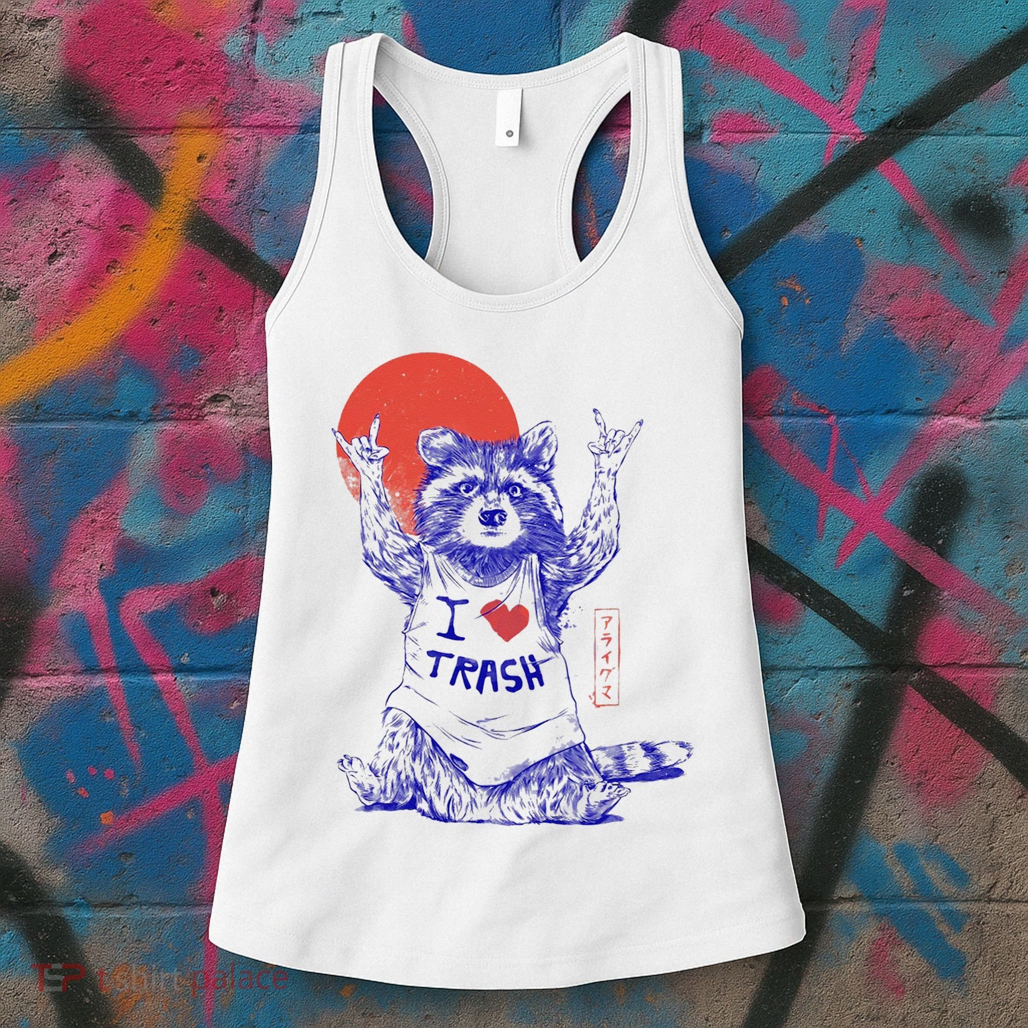 Raccoon I Love Trash Japanese Samurai Garbage Gang Women's Tank Top