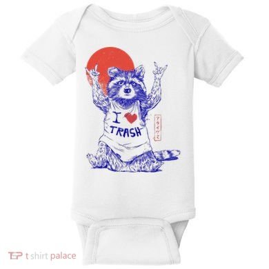Raccoon I Love Trash Japanese Samurai Garbage Gang Baby Bodysuit