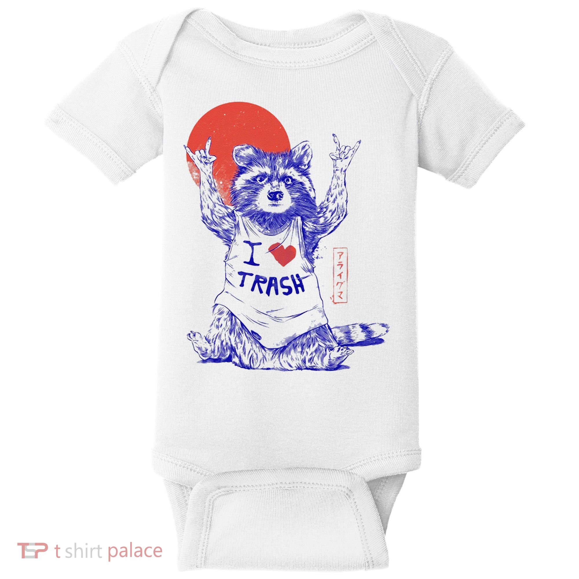 Raccoon I Love Trash Japanese Samurai Garbage Gang Baby Bodysuit
