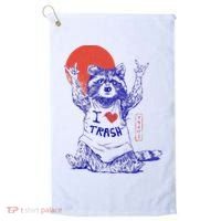 Raccoon I Love Trash Japanese Samurai Garbage Gang Golf Towel thumb 0
