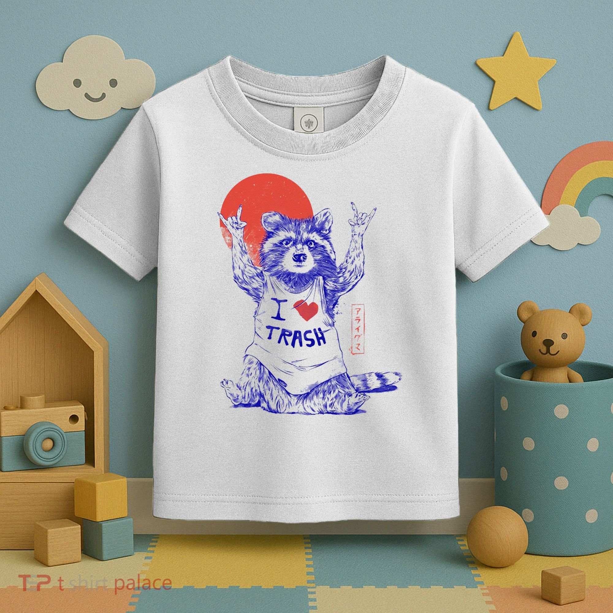 Raccoon I Love Trash Japanese Samurai Garbage Gang Toddler T-Shirt