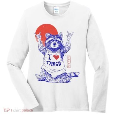 Raccoon I Love Trash Japanese Samurai Garbage Gang Women's Long Sleeve Shirt